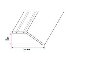 18-22 mm. Overgangsprofil med næb - midthullet 