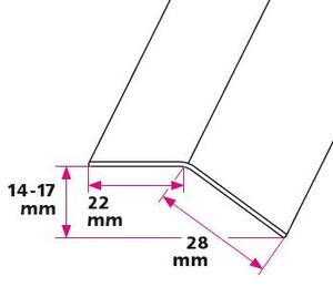 14-17 mm. overgangsprofil med næb - u/huller 