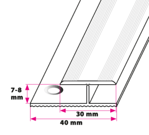 7-8 mm. dilatationsskinne - sidehullet