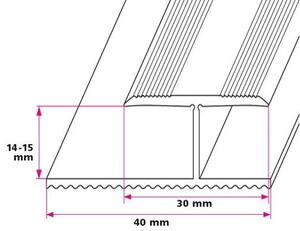 14-15 mm. dilatationsskinne - sidehullet 