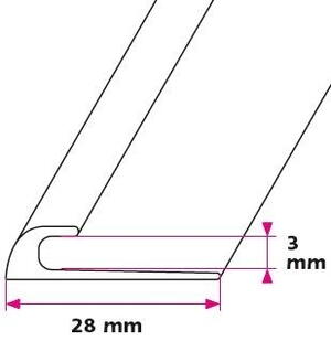 3 mm. afslutningsprofil - midthullet 