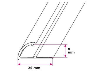 8 mm. klemmeprofil - midthullet 