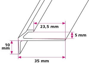Trappeafslutning 5 mm. skrå - midthullet 