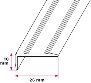 26x10 mm. vinkelskinne - midthullet 