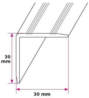 30x30 mm. vinkelprofil - midthullet 