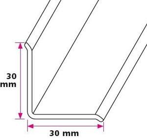 30x30x mm. indvendig vinkelprofil - u/huller 