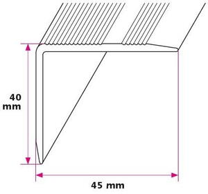 40x45 mm. vinkelprofil - midthullet 