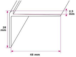 Trappeforkant til 2,5 mm. linoleum, stor - midthullet 