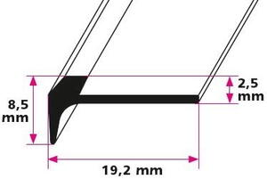 Trappeforkant til 2,5 mm. linoleum, lille - midthullet 