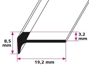Trappeforkant til 3,2 mm. linoleum, lille - midthullet 
