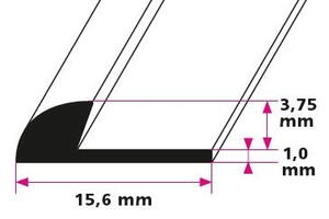 Trappeafslutning til 3,2 mm. linoleum, tynd - midthullet 