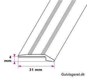 2-5 mm. overgangsprofil med næb - selvklæbende 