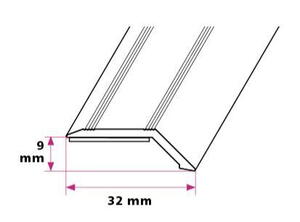 6-9 mm. overgangsprofil med næb - selvklæbende