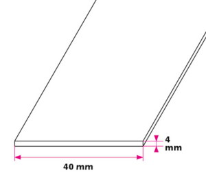 40x4 mm. Brandskinne - u/huller 