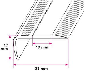 38x17 mm. Trappeforkant - midthullet 