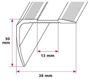 38x30 mm. Trappeforkant - midthullet 