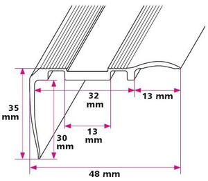 48x35 mm. Trappeforkant til tæppe - midthullet 