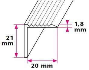 21x21 mm. vinkelprofil - u/huller 