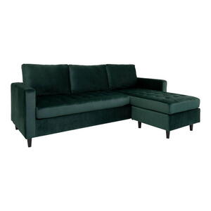 Firenze Sofa, Mørkegrøn velour med sorte ben 