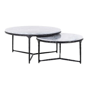 Sofabord stål smed sort, sæt af 2 stk.