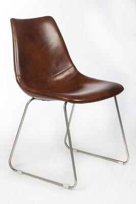 Mathias - Stol i brunt læder 