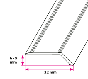 6-9 mm. overgangsprofil med næb - u/huller
