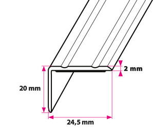 24,5x20 mm. vinkelprofil - u/huller