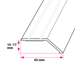 14x17 mm. overgangsprofil m. næb - u/huller