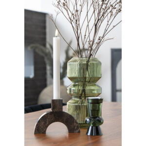 Lysestage i brun marmor med enkelt holder