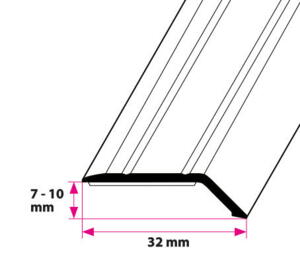 7-10 mm. overgangsprofil med næb - u/huller