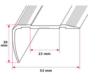 53x30 mm. Trappeforkant - midthullet