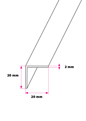 20x20x2 mm. vinkelprofil - u/huller