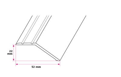 18-22 mm. Overgangsprofil med næb - midthullet 