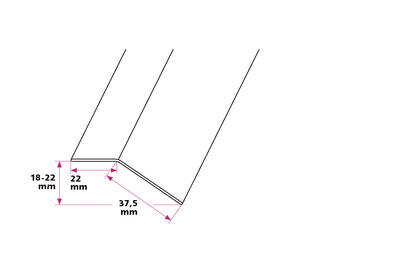 18-22 mm. overgangsprofil med næb - u/huller 