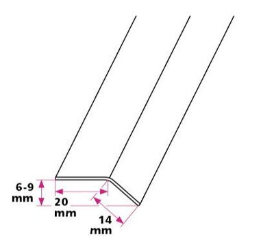 6-9 mm. overgangsprofil med næb - u/huller