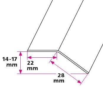 14-17 mm. overgangsprofil med næb - u/huller 