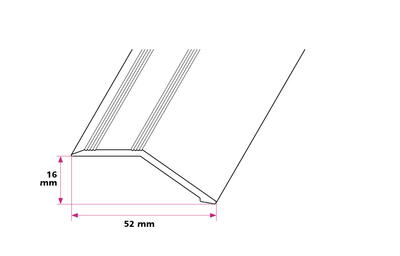 14-16 mm. overgangsskinne med næb - midthullet 