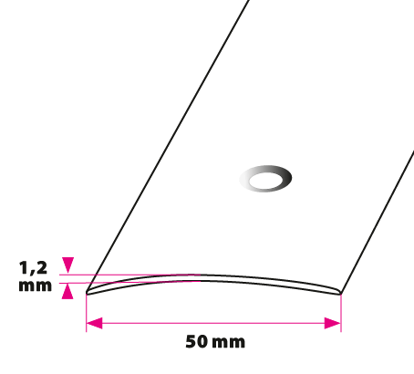 50 mm. buet overgangsprofil - midthullet