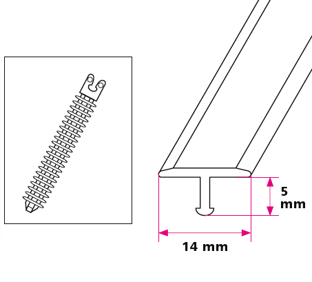 Bøjelig T-profil - u/huller