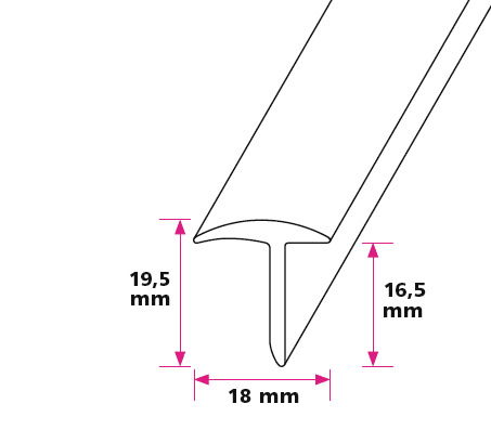 T-profil til Lem - midthullet
