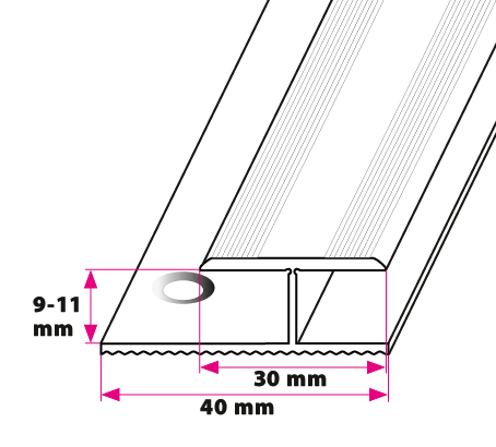9-11 mm. dilatationsprofil - sidehullet