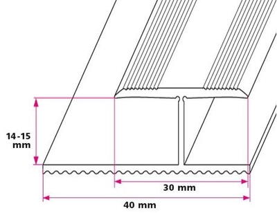 14-15 mm. dilatationsskinne - sidehullet 