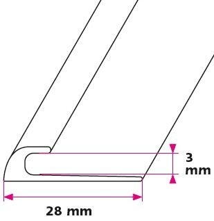 3 mm. afslutningsprofil - midthullet 