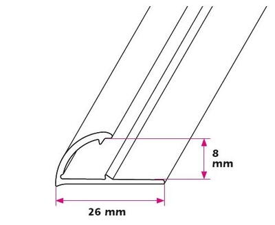8 mm. klemmeprofil - midthullet 
