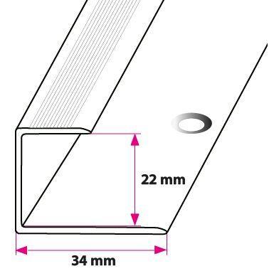 21-22 mm. Afslutningsprofil - side hul 