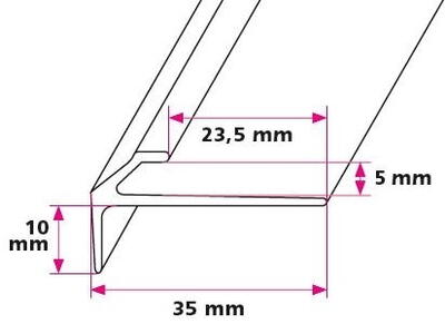 Trappeafslutning 5 mm. skrå - midthullet 