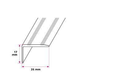 26x17 mm. vinkelprofil - midthullet