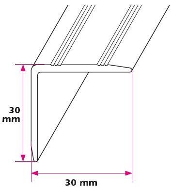 30x30 mm. vinkelprofil - midthullet 
