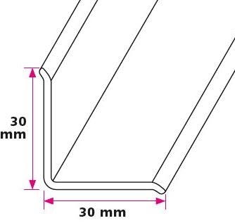 30x30x mm. indvendig vinkelprofil - u/huller 