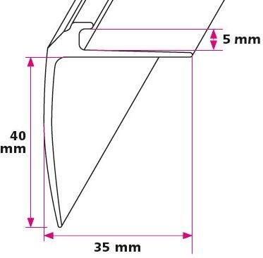 Trappeafslutning 5 mm. vinkelprofil - midthullet 